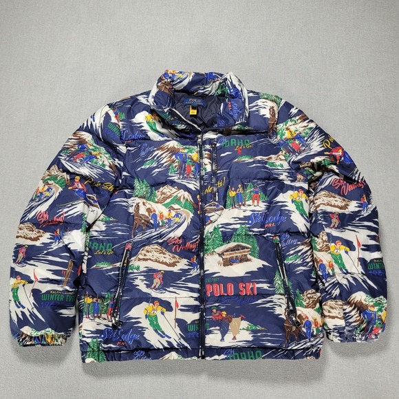 Polo Ralph Lauren Other - Polo Ralph Lauren Puffer Jacket Coat Boys XL 18/20 Ski Print Water Repellent